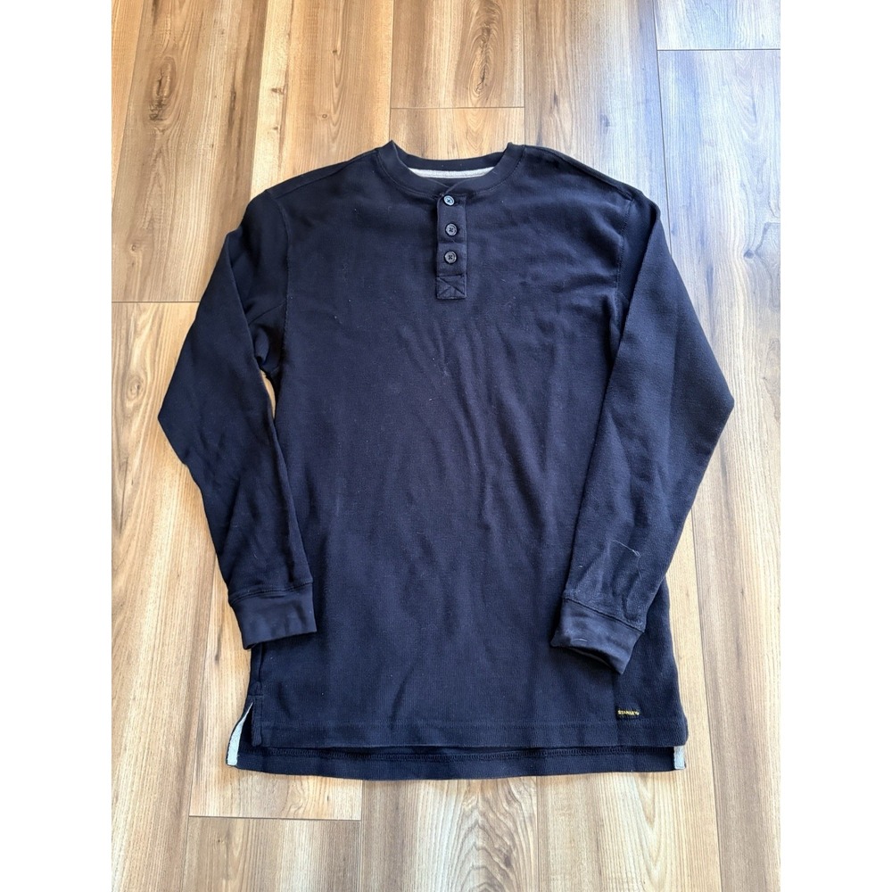 Stanley Thermal Henley Shirt Long Sleeve Black Men's Large‎ Work Wear Cotton Mix